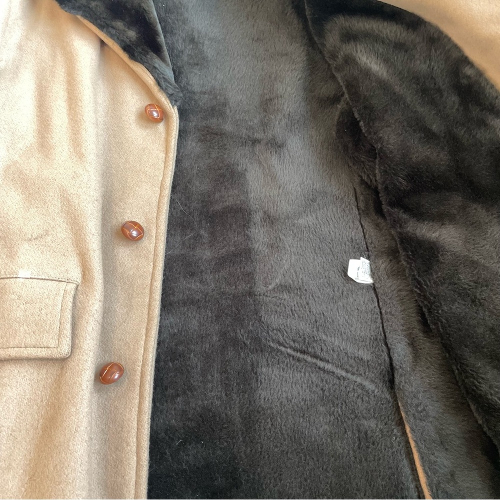 Vintage 70s wool faux fur trench coach - Picture 6 of 9